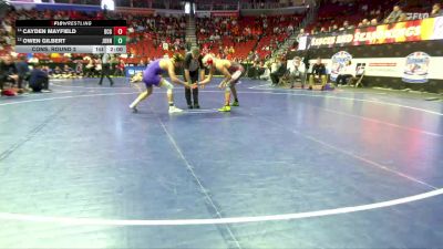 3A-157 lbs Cons. Round 2 - Cayden Mayfield, Dallas Center-Grimes vs Owen Gilbert, Johnston