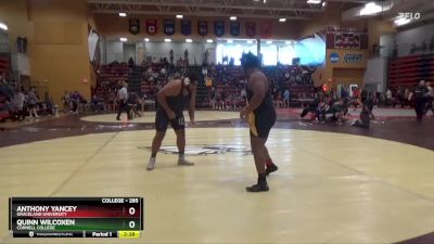 285 lbs Champ. Round 1 - Quinn Wilcoxen, Cornell College vs Anthony Yancey, Graceland University