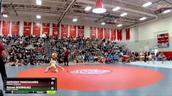 106 lbs 1st Place Match - Anthony Manzanares, Pagosa Springs vs Isaiah Rodriguez, Fort Lupton