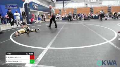 83 lbs Final - Elijah Alexander, Midwest City Bombers Youth Wrestling Club vs Raine Deatherage, Tecumseh Youth Wrestling