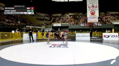 Junior Boys - 138 lbs Cons. Round 2 - Daniel Baker, Reedley High School Wrestling vs Tak Hatano, Mad Dawg Wrestling Club