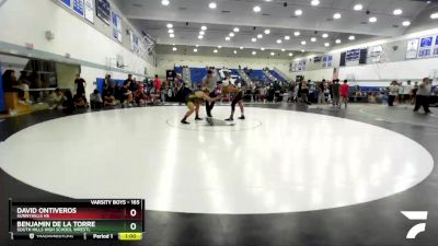 165 lbs Cons. Round 5 - David Ontiveros, Sunnyhills HS vs Benjamin De La Torre, South Hills High School Wrestl