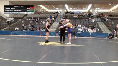 160 lbs 1st Place Match - Kaylynn Albrecht, McKendree University vs Kara Kuge, Wisconsin Stevens Point