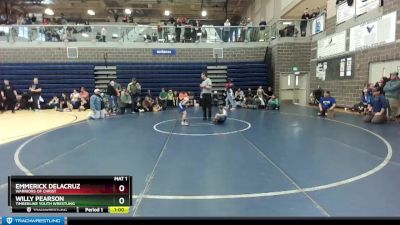 54/58 Cons. Round 1 - Emmerick DeLaCruz, Warriors Of Christ vs Willy Pearson, Timberline Youth Wrestling