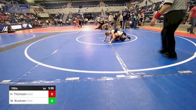 76 lbs Quarterfinal - Hayden Thomsen, Weatherford Youth Wrestling vs Waylon Buckner, El Reno Wrestling Club