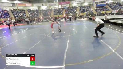 52 lbs Consi Of 8 #2 - Kashton Warman, Alamosa Wrestling vs Lucas Thornton, Duran Elite