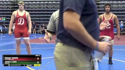 285 lbs Champ. Round 2 - Isaiah Yeiser, Columbia City vs Owen Long, DeKalb