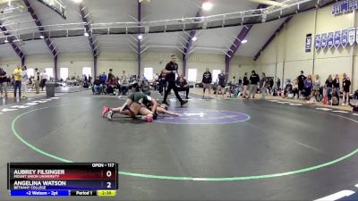 117 lbs Round 1 - Aubrey Filsinger, Mount Union University vs Angelina Watson, Bethany College