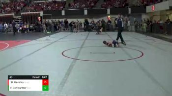 43 lbs Cons. Round 3 - Harrison Hensley, Spartan Youth Wrestling Club vs Vincent Schwartzer, Butte Wrestling Club