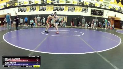 106 lbs Cons. Round 3 - Ethan Alvarez, Merrillville Pirates Wrestling Club vs Jude Pratt, Bloomington South Wrestling Club