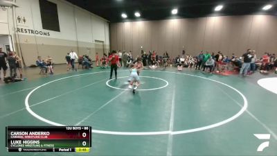 86 lbs Cons. Round 1 - Luke Higgins, Cyclones Wrestling & Fitness vs Carson Anderko, Cardinal Wrestling Club