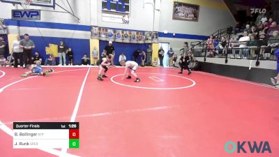 64 lbs Quarterfinal - Boston Bollinger, Tulsa Blue T Panthers vs Jett Runk, Sperry Wrestling Club