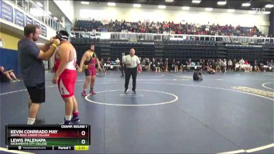 285 lbs Champ. Round 1 - Lewis Palenapa, Sacramento City College vs Kevin Conrrado May, Santa Rosa Junior College