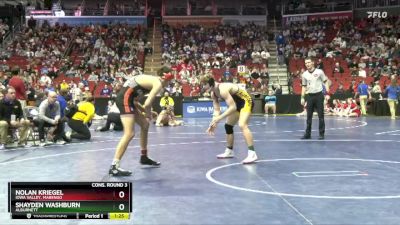 1A-157 lbs Cons. Round 3 - Shayden Washburn, Alburnett vs Nolan Kriegel, Iowa Valley, Marengo