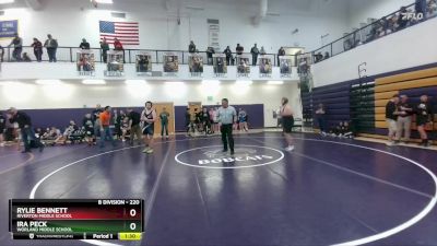 220 lbs Round 1 - Ira Peck, Worland Middle School vs Rylie Bennett, Riverton Middle School