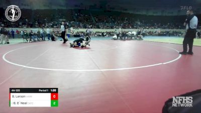 4A-120 lbs Cons. Round 1 - Brogan O`Neal, CATOOSA vs Brady Larson, HARRAH