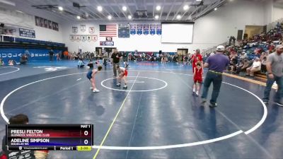 40-43 lbs Round 1 - Presli Felton, Glenrock Wrestling Club vs Adeline Simpson, Douglas WC