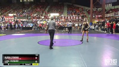 105 lbs Champ. Round 1 - Alissa Cowing, Clay Center Community HS vs Luna Vazquez, Lakin