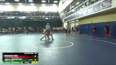 165 lbs Champ. Round 2 - Abdul Meskienyar, Chabot College vs Brandon Men, Victor Valley College