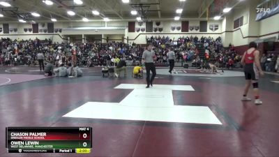 128-133 lbs 1st Place Match - Owen Lewin, West Delaware, Manchester vs Chason Palmer, Drexler Middle School