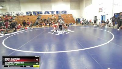 184 lbs Semis & 3rd Wb (16 Team) - Gurdarsham Singh, Sierra College vs Brian Campana, Skyline College