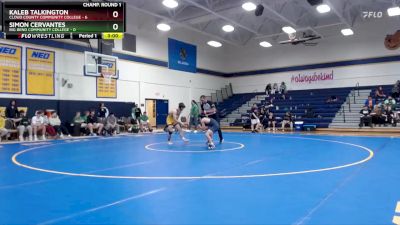 133 lbs Champ - Round 1 (16 Team) - Kaleb Talkington, Cloud County Community College vs Simon Cervantes, Big Bend Community College