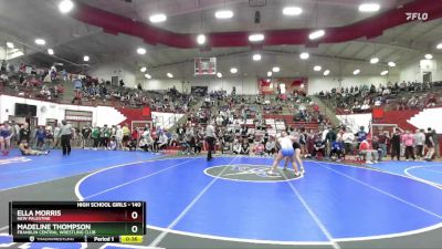 140 lbs Quarterfinal - Madeline Thompson, Franklin Central Wrestling Club vs Ella Morris, New Palestine