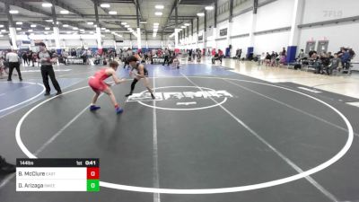 144 lbs Consi Of 8 #2 - Brody McClure, East Valley WC vs Darnell Arizaga, Sweetland MF