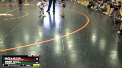 PW-7 lbs Cons. Round 1 - Zander Russell, Hammerin Hawks vs Jaxson Johnson, West Branch Wrestling Club