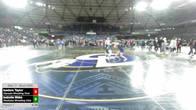 100 lbs Cons. Semis - Isadora Taylor, Olympia Wrestling Club vs Isabella Wake, Steelclaw Wrestling Club
