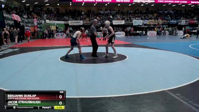 135 lbs Quarterfinal - Jacob Strausbaugh, Soldotna vs Benjamin Dunlap, South Anchorage High School