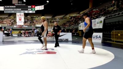 Open Men - 125 lbs Cons. Round 3 - Brandon Coleman, Rodriguez High School Wrestling vs Alan Roman, Kerman High School Wrestling
