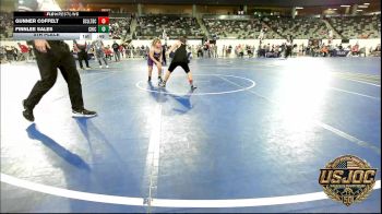 90 lbs 5th Place - Gunner Coffelt, Bridge Creek Youth Wrestling vs Finnlee Sales, Chickasha Youth Wrestling