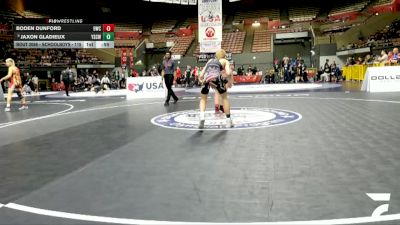 Schoolboys - 115 lbs Cons. Round 2 - Boden Dunford, 951 Wrestling Club vs Jaxon Gladieux, Yuba Sutter Combat Wrestling Club