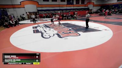 174 lbs Cons. Round 4 - Eddie Simes, Wisconsin - Lacrosse vs Dahson Dejong, Cornell College