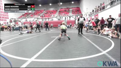 52 lbs Consi Of 4 - Kreed Richards, Rough Riders vs Gavin Wigington, Watonga Youth Wrestling