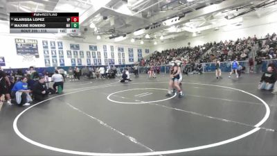115 lbs Cons. Round 1 - Klarissa Lopez, Villa Park vs Maxine Romero, Moreno Valley
