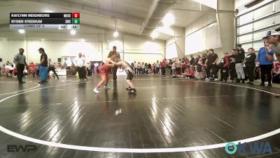 83 lbs Consi Of 4 - Kai'lynn Neighbors, Muskogee Rougher Youth Wrestling vs Ryder Steddum, Salina Wrestling Club