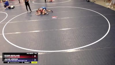 110 lbs Quarterfinal - Ryder Refsland, Pinnacle Wrestling Club vs Jacob Lehman, Scott West Panthers Wrestling Club