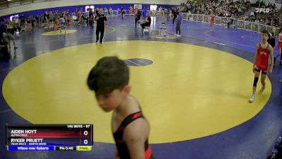 97 lbs Quarterfinal - Aiden Hoyt, Alpha Pack vs Ryker Pruett, Team Bucs - North Bend