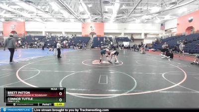 157 lbs Cons. Round 3 - Brett Patton, Pennsylvania College Of Technology vs Connor Tuttle, Trinity (CT)