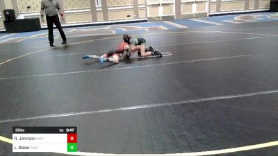 58 lbs Round Of 32 - Ryddik Johnson, Eastern Oregon Elite vs Liam Baker, Savage House WC