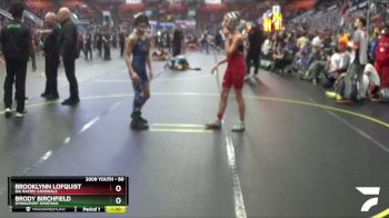 80 lbs Champ. Round 2 - Brooklynn Lofquist, Big Rapids Cardinals vs Brody Birchfield, Springport Spartans