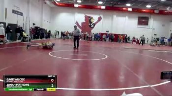 132 lbs Champ. Round 1 - Gage Wilcox, Hornet Wrestling vs Jonah Mathews, Jennings County