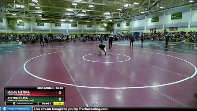 80-90 lbs Round 1 - Lucas Littrel, Camel Kids Wrestling vs Riston Duca, Sheridan Wrestling Club