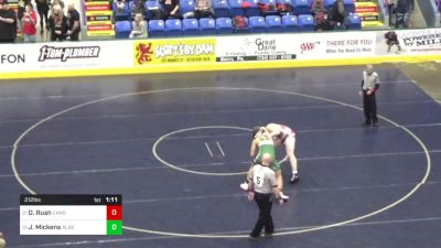 212 lbs Quarterfinal - Owen Rush, Canon McMillan vs Jackson Mickens, Albert Gallatin