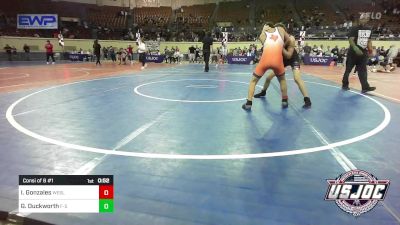 96 lbs Consi Of 8 #1 - Isaiah Gonzales, Wesley Wrestling Club vs Gabriel Duckworth, F-5 Grappling