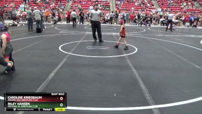 50 lbs Cons. Round 2 - Riley Hansen, Mulvane Jr. Wrestling Club vs Caroline Kriegbaum, Abilene Kids Wrestling Club