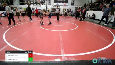 90 lbs Semifinal - JohnLuke Sanford, Honey Badgers Wrestling Club vs Boston Heissler, Claremore Wrestling Club