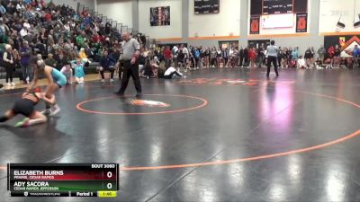 100 lbs Quarterfinal - Ady Sacora, Cedar Rapids Jefferson vs Elizabeth Burns, Prairie, Cedar Rapids